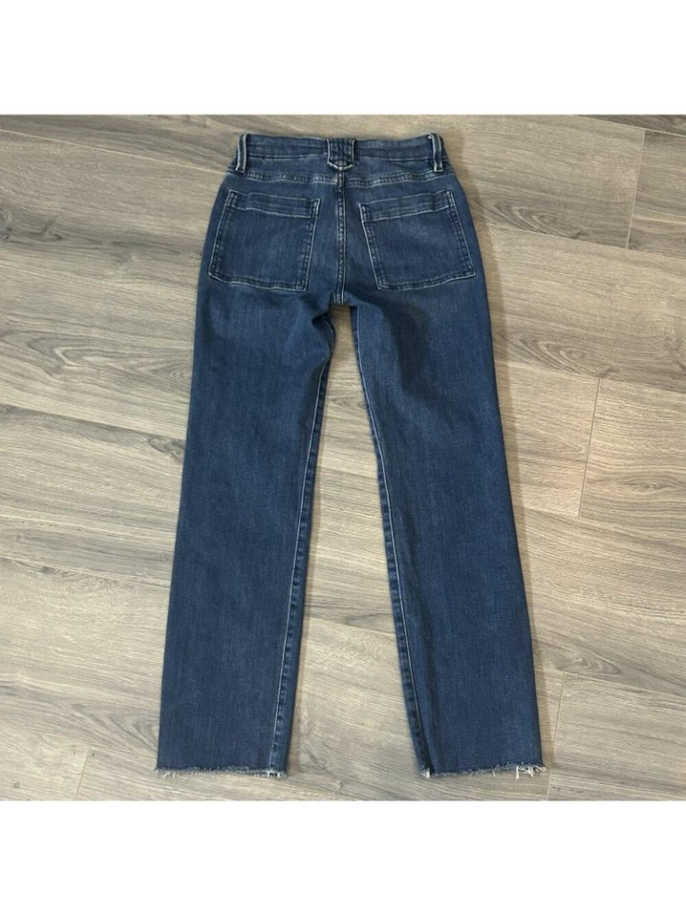 FRAME Jeans Womens 25 Le High Straight Blue High Rise Raw Hem Patch Pockets - Picture 2 of 11